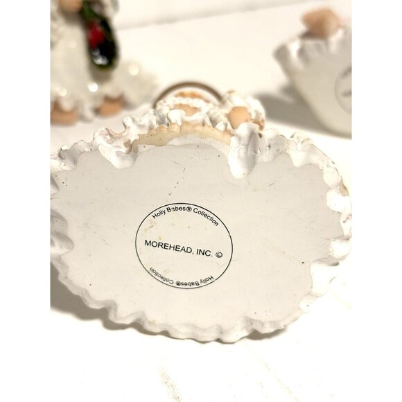 2 Holly Babe Angels By Ruth Moorhead For Enesco Children Baby Angels Christmas - Picture 5 of 7